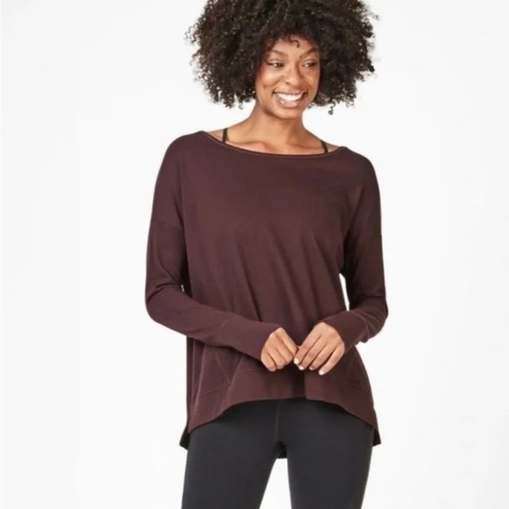Sweaty Betty XS Simhasana Sweatshirt in Black Cherry EUC Burgundy Athletic Layer